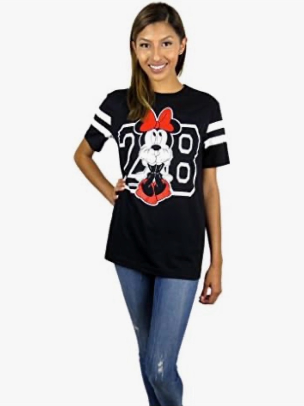 Disney Minnie Mouse Black Jersey T‑Shirt